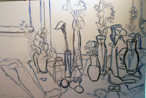 Painted outlines of sketch