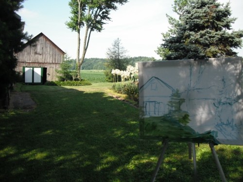 Initial sketch and first washes