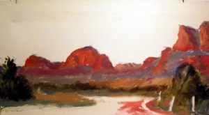 Sedona, blocking in the main colors.