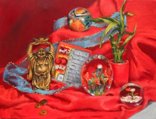 Lucky Red, final.  Oil on canvas, 18 x 24, Kit Miracle