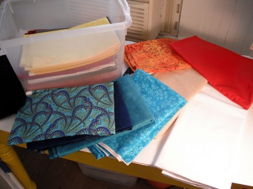 A variety of fabrics for backdrops.