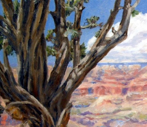 This tree in Grand Canyon at Moran Point is very loosely painted when viewed in detail.