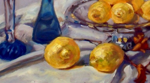 Again, the viewer's eye is blending the colors in this yellow lemon.  