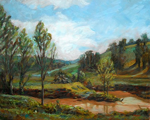 French Lick Creek, final, oil on canvas, 24x30, Kit Miracle
