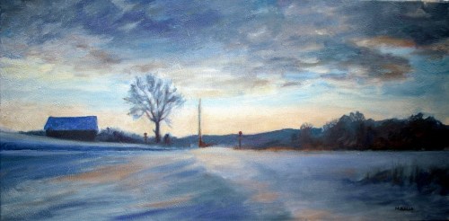 Winter in Mentor, Final, 12 x 24, oil on Canvas, Kit Miracle