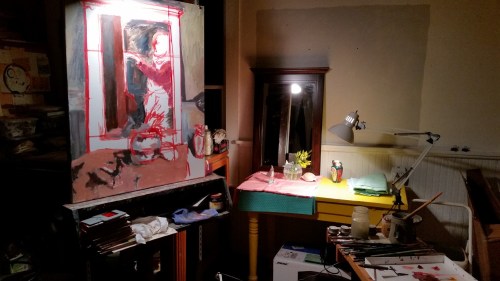 Set up, self portrait with still life