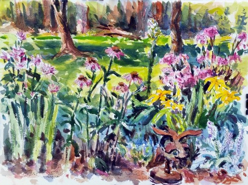 When pigs fly. Watercolor / pen and ink, 12 x 16. Kit Miracle