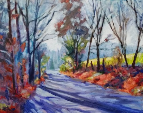 Fall Walk, 16 x 20, oil on canvas, Kit Miracle