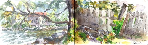 Plien Air Painting from the park in the middle of Marathon, Florida Keys