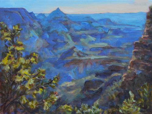 Early Morning at the Canyon, plein air sketch, acrylic, 12 x 16, Kit Miracle