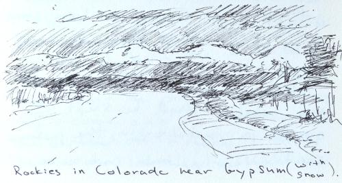 Snow Covered Rockies in Colorado, sketch, Kit Miracle