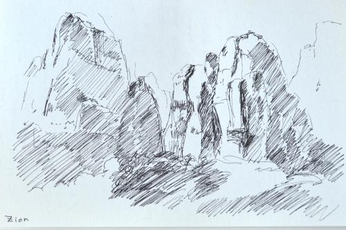 Zion National Park, sketch, Kit Miracle
